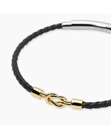 Pulsera de Cuero Negro y Nudo de Plata para Hombre Mabina | Joyería Onix Lugo