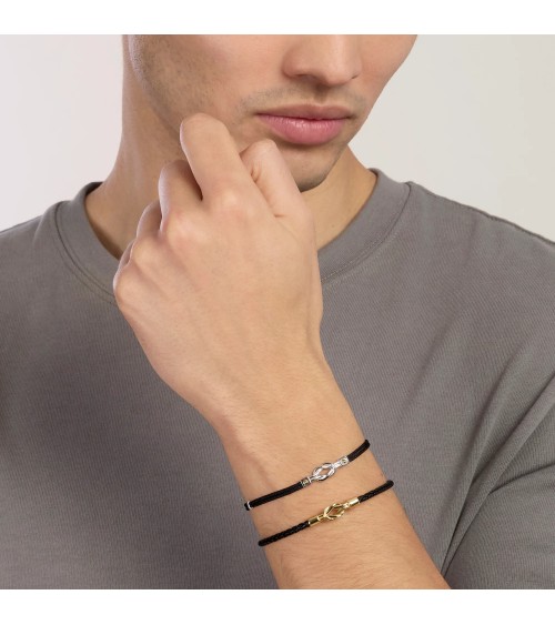 Pulsera de Cuero Negro y Nudo de Plata para Hombre Mabina | Joyería Onix Lugo