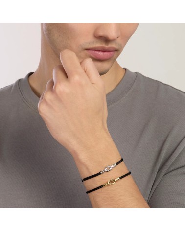 Pulsera de Cuero Negro y Nudo de Plata para Hombre Mabina | Joyería Onix Lugo