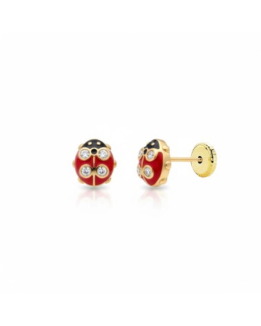 Pendientes de Oro mariquita circonitas