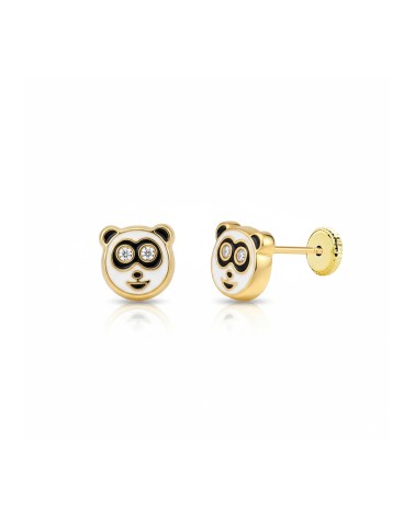 Pendientes Oso Panda de Oro