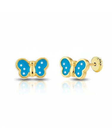 Pendientes mariposa Oro y esmalte azul