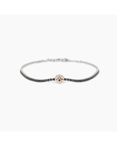 Pulsera Tenis de Plata para Hombre con Zirconitas Negras y Rosa de los Vientos Mabina | Joyería Onix Lugo