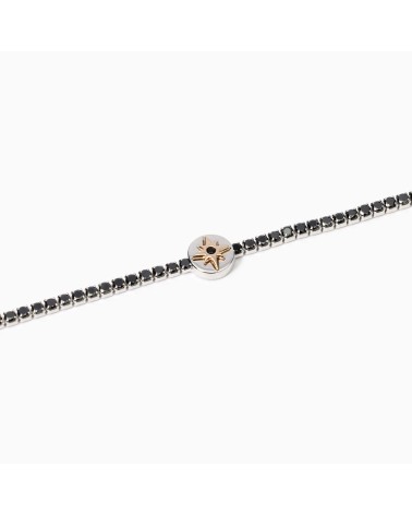 Pulsera Tenis de Plata para Hombre con Zirconitas Negras y Rosa de los Vientos Mabina | Joyería Onix Lugo