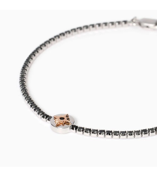 Pulsera Tenis de Plata para Hombre con Zirconitas Negras y Rosa de los Vientos Mabina | Joyería Onix Lugo