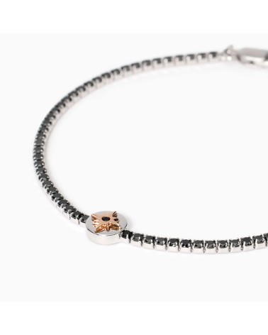 Pulsera Tenis de Plata para Hombre con Zirconitas Negras y Rosa de los Vientos Mabina | Joyería Onix Lugo
