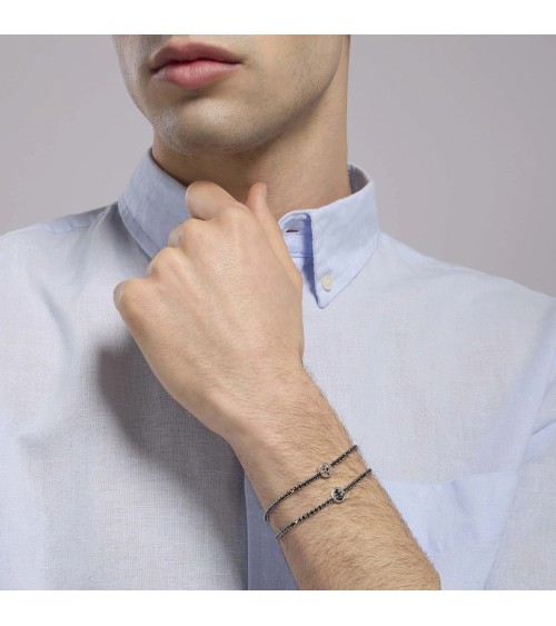 Pulsera Tenis de Plata para Hombre con Zirconitas Negras y Rosa de los Vientos Mabina | Joyería Onix Lugo
