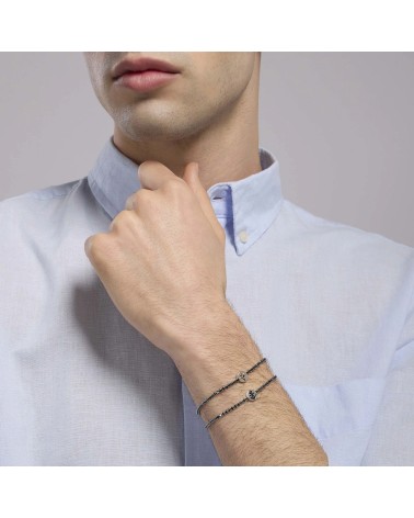 Pulsera Tenis de Plata para Hombre con Zirconitas Negras y Rosa de los Vientos Mabina | Joyería Onix Lugo