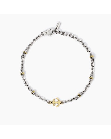 Pulsera de Plata para Hombre con Ancla y Zirconitas Negras Mabina | Joyería Onix Lugo