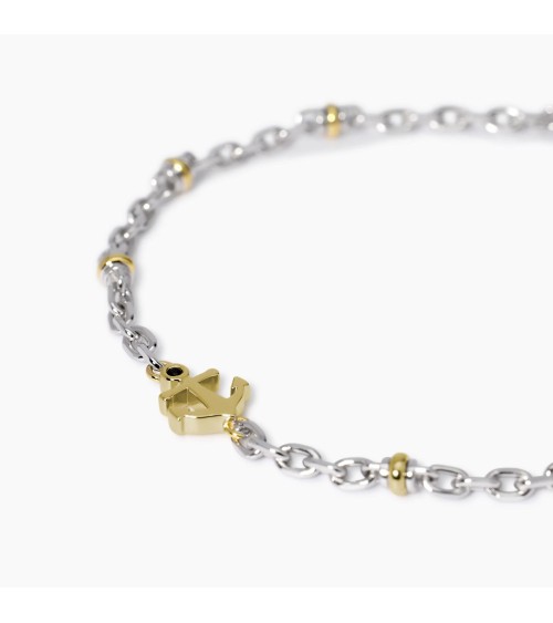 Pulsera de Plata para Hombre con Ancla y Zirconitas Negras Mabina | Joyería Onix Lugo