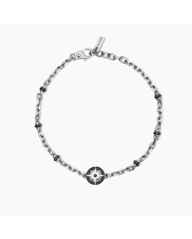 Pulsera de Plata para Hombre con Rosa de los Vientos y Zirconitas Negras Mabina | Joyería Onix Lugo