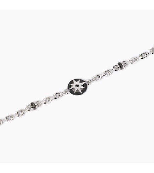 Pulsera de Plata para Hombre con Rosa de los Vientos y Zirconitas Negras Mabina | Joyería Onix Lugo