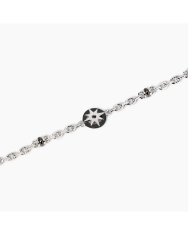 Pulsera de Plata para Hombre con Rosa de los Vientos y Zirconitas Negras Mabina | Joyería Onix Lugo