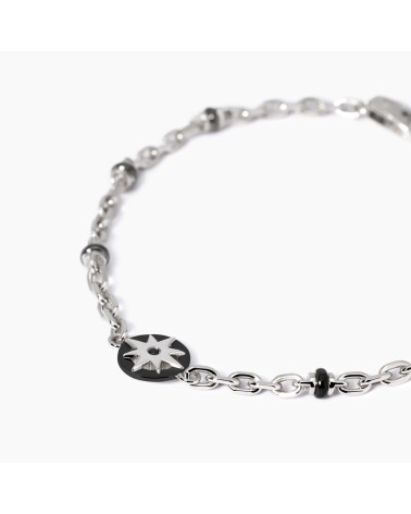 Pulsera de Plata para Hombre con Rosa de los Vientos y Zirconitas Negras Mabina | Joyería Onix Lugo