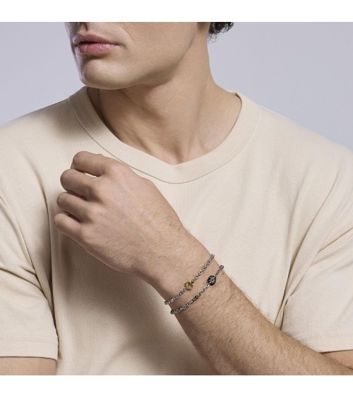 Pulsera de Plata para Hombre con Rosa de los Vientos y Zirconitas Negras Mabina | Joyería Onix Lugo