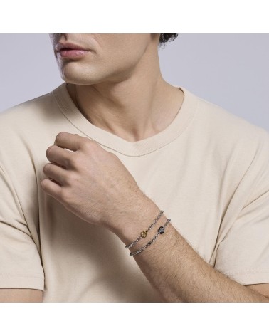 Pulsera de Plata para Hombre con Rosa de los Vientos y Zirconitas Negras Mabina | Joyería Onix Lugo