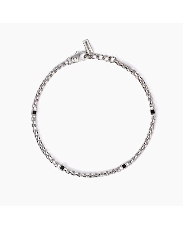 Pulsera de Plata para Hombre con Placa de Zirconitas Negras Mabina | Joyería Onix Lugo