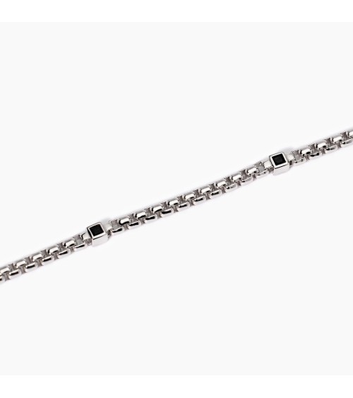Pulsera de Plata para Hombre con Placa de Zirconitas Negras Mabina | Joyería Onix Lugo