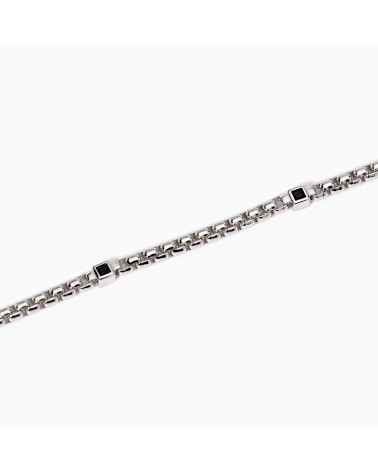 Pulsera de Plata para Hombre con Placa de Zirconitas Negras Mabina | Joyería Onix Lugo