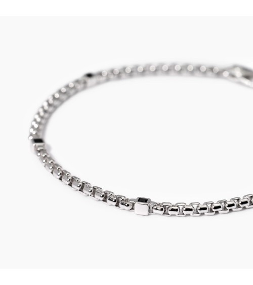 Pulsera de Plata para Hombre con Placa de Zirconitas Negras Mabina | Joyería Onix Lugo