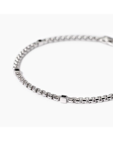 Pulsera de Plata para Hombre con Placa de Zirconitas Negras Mabina | Joyería Onix Lugo