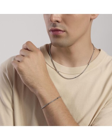 Pulsera de Plata para Hombre con Placa de Zirconitas Negras Mabina | Joyería Onix Lugo