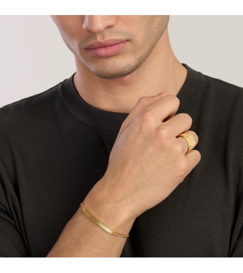 Anillo de Sello Chevalier de Plata Bañado en Oro Mabina | Joyería Onix Lugo