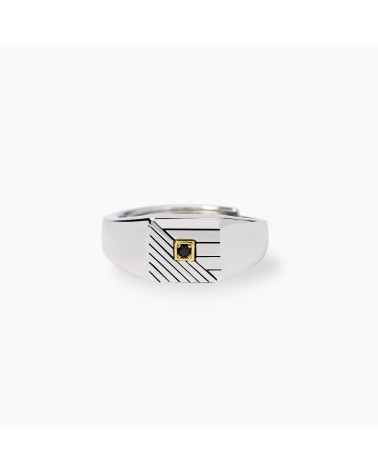 Anillo de Sello Chevalier de Plata con Zirconitas Negras Mabina | Joyería Onix Lugo