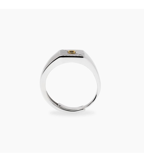 Anillo de Sello Chevalier de Plata con Zirconitas Negras Mabina | Joyería Onix Lugo