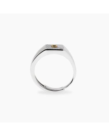 Anillo de Sello Chevalier de Plata con Zirconitas Negras Mabina | Joyería Onix Lugo