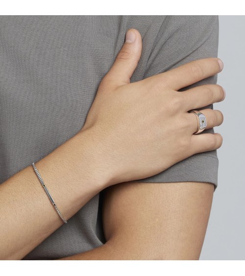 Anillo de Sello Chevalier de Plata con Zirconitas Negras Mabina | Joyería Onix Lugo