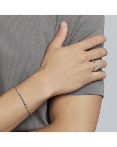 Anillo de Sello Chevalier de Plata con Zirconitas Negras Mabina | Joyería Onix Lugo