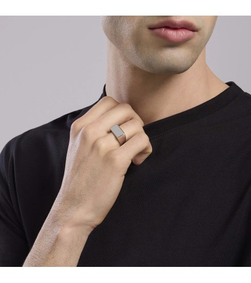Anillo de Sello Cuadrado Chevalier de Plata Lisa Pulida Mabina | Joyería Onix Lugo