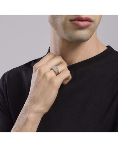 Anillo de Sello Cuadrado Chevalier de Plata Lisa Pulida Mabina | Joyería Onix Lugo