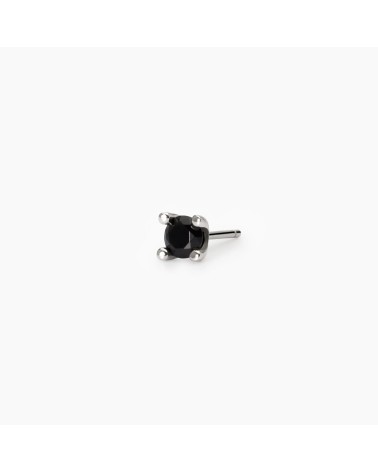 Pendiente Solitario de Plata para Hombre con Zirconita Negra 5 mm Mabina | Joyería Onix Lugo