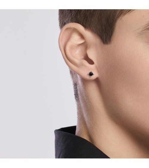 Pendiente Solitario de Plata para Hombre con Zirconita Negra 5 mm Mabina | Joyería Onix Lugo