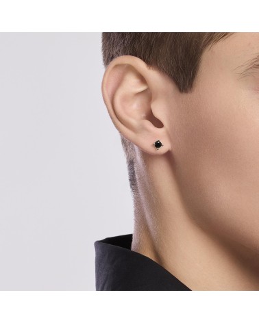 Pendiente Solitario de Plata para Hombre con Zirconita Negra 5 mm Mabina | Joyería Onix Lugo
