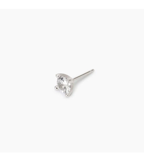 Pendiente Solitario de Plata para Hombre con Zirconita Blanca 6 mm Mabina | Joyería Onix Lugo
