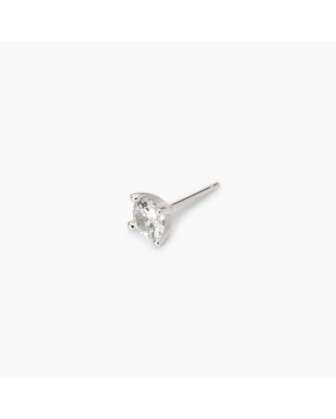Pendiente Solitario de Plata para Hombre con Zirconita Blanca 6 mm Mabina | Joyería Onix Lugo