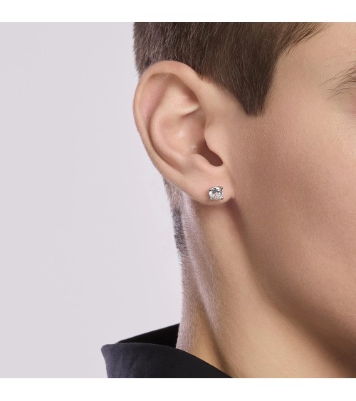 Pendiente Solitario de Plata para Hombre con Zirconita Blanca 6 mm Mabina | Joyería Onix Lugo