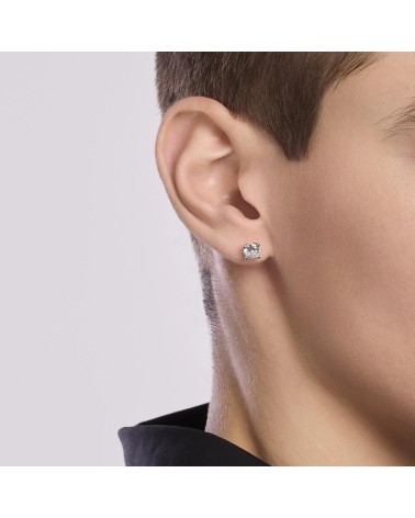 Pendiente Solitario de Plata para Hombre con Zirconita Blanca 6 mm Mabina | Joyería Onix Lugo