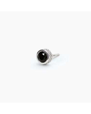 Pendiente de Plata para Hombre con Zirconita Negra y Perfil de Rombos Mabina | Joyería Onix Lugo