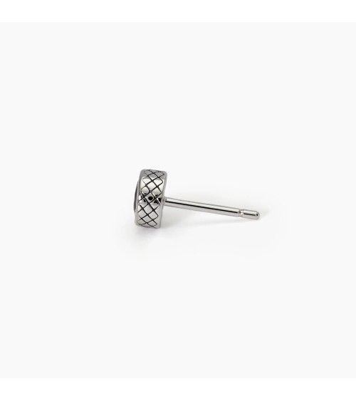 Pendiente de Plata para Hombre con Zirconita Negra y Perfil de Rombos Mabina | Joyería Onix Lugo