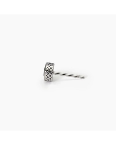Pendiente de Plata para Hombre con Zirconita Negra y Perfil de Rombos Mabina | Joyería Onix Lugo