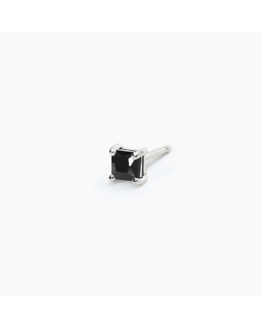 Pendiente Solitario de Plata para Hombre con Zirconita Negra Cuadrada Mabina | Joyería Onix Lugo