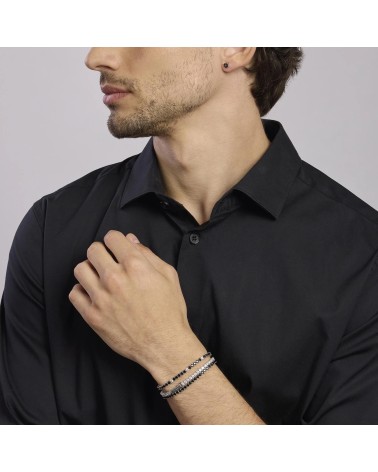 Pendiente Solitario de Plata para Hombre con Zirconita Negra Cuadrada Mabina | Joyería Onix Lugo