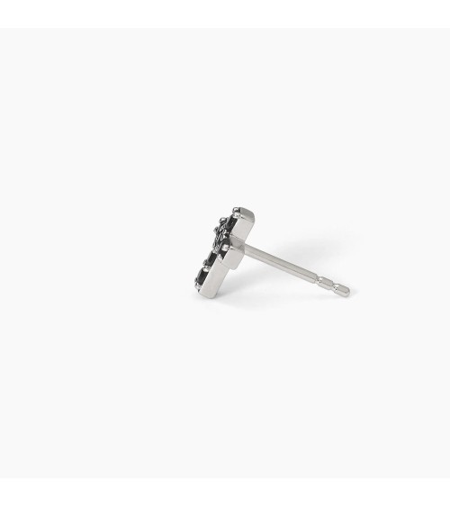 Pendiente de Plata para Hombre Cruz con Pavé de Zirconitas Negras Mabina | Joyería Onix Lugo