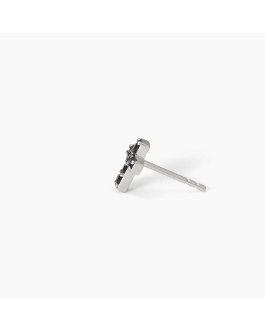 Pendiente de Plata para Hombre Cruz con Pavé de Zirconitas Negras Mabina | Joyería Onix Lugo