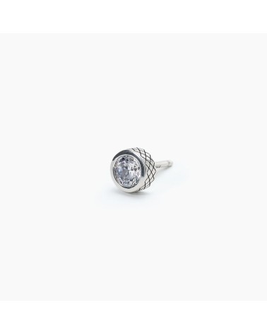 Pendiente de Plata para Hombre con Zirconita Blanca y Perfil de Rombos Mabina | Joyería Onix Lugo