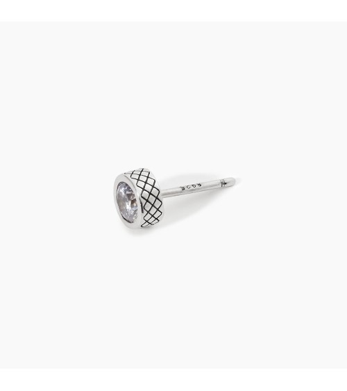 Pendiente de Plata para Hombre con Zirconita Blanca y Perfil de Rombos Mabina | Joyería Onix Lugo
